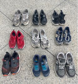 Collection of 9 New Balance/Nike Pairs of Boys Shoes:  Sizes from 1.5-6
