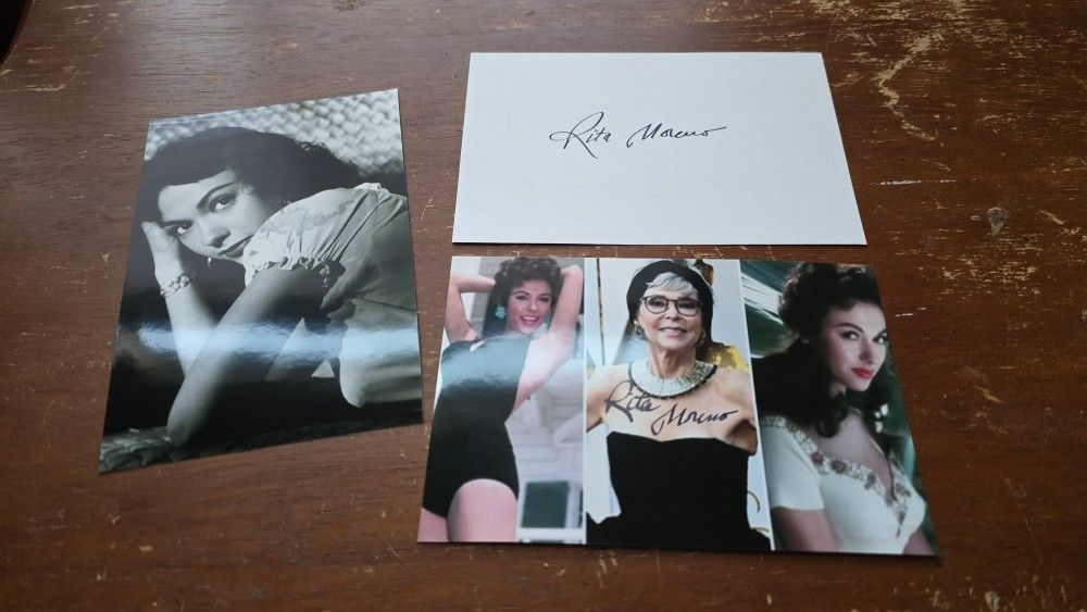 Rita Moreno Hand Signed photos With Signed Autograph Card- 4x6s.