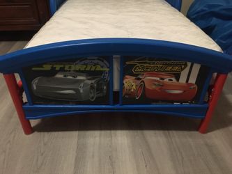 Toddler Bed, Matress and Toy storage