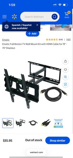 New unused- Ematic full motion tilt tv wall mount 19-70”