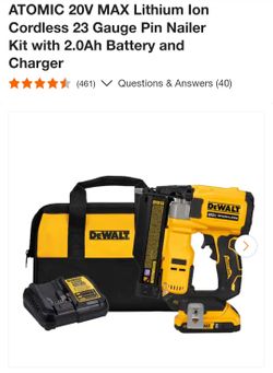 Brand new Dewalt ATOMIC 20V MAX Lithium Ion Cordless 23 Gauge Pin Nailer Kit with 2.0Ah Battery and Charger