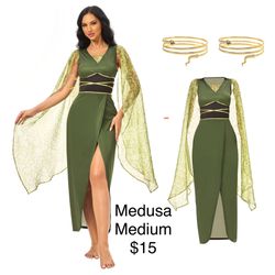 Medusa Greek Women’s Costume Medium with Crown / Disfraz Grieco Mujer Mediano con Corona