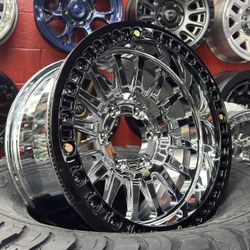 KM445 17” 6x5.5 Triple Chrome Black Beadlock Ring In Stock, Dm For Pricing