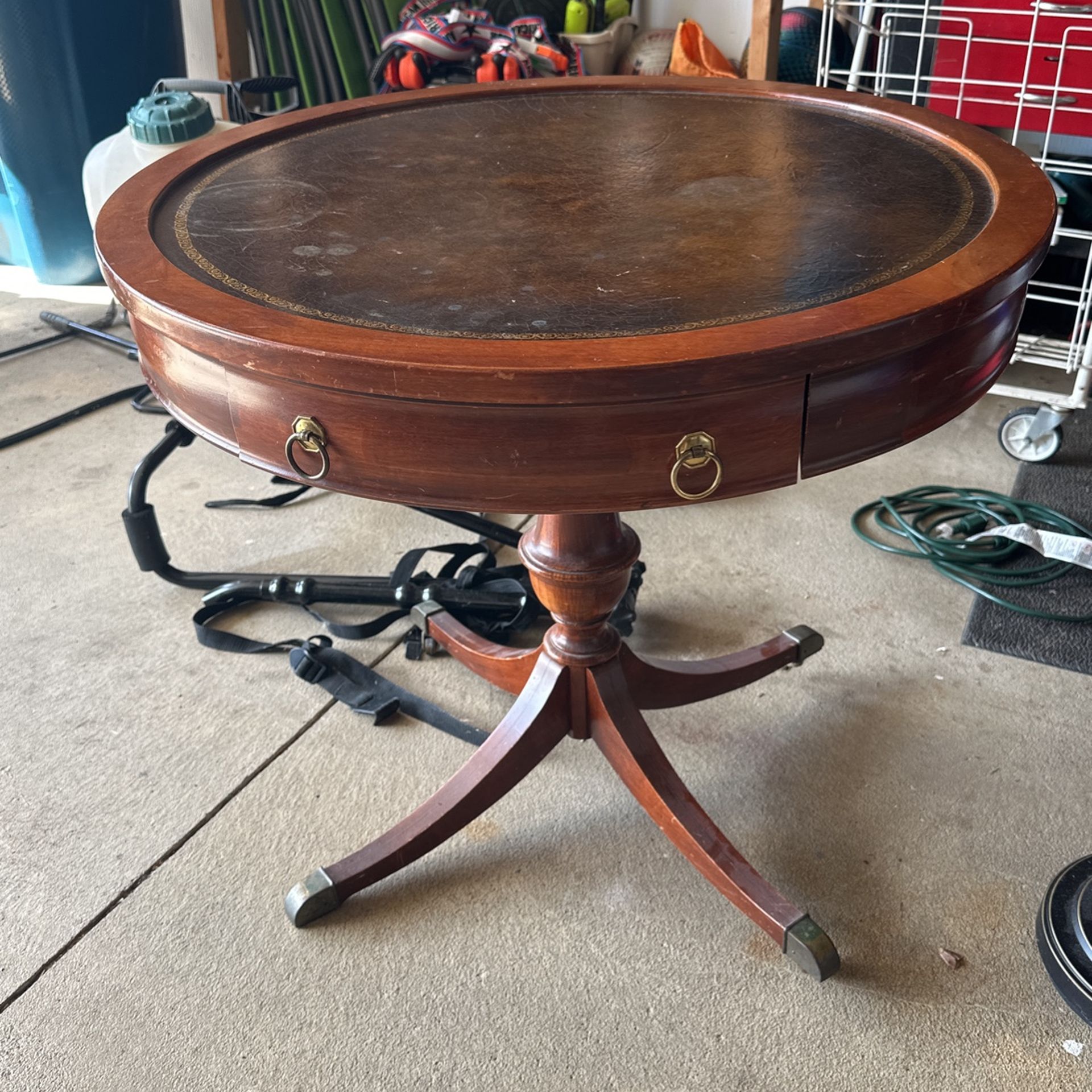 FREE..Antique Mersman Drum Table #8629 W/ Drawer
