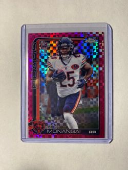 2025 TOPPS CHROME HOT PINK X-FRACTOR #382 KYLE MONANGAI RC ROOKIE CHICAGO BEARS
