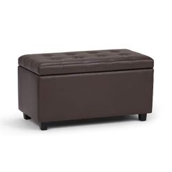 ❤️🔥 Cosmopolitan Chocolate Brown Upholstered Vegan Leather Rectangle Storage Ottoman Bench 34 in. W Ottoman $70