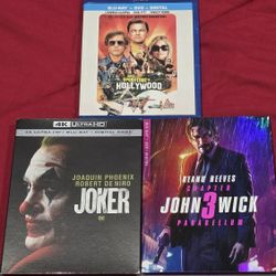 Joker 4k / John Wick Once Upon A Time In Hollywood Blu Ray