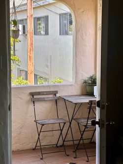 Wooden Tea Table with Foldable Chairs