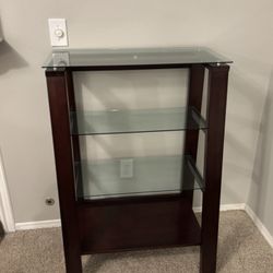 Wooden Shelf With Glass Top