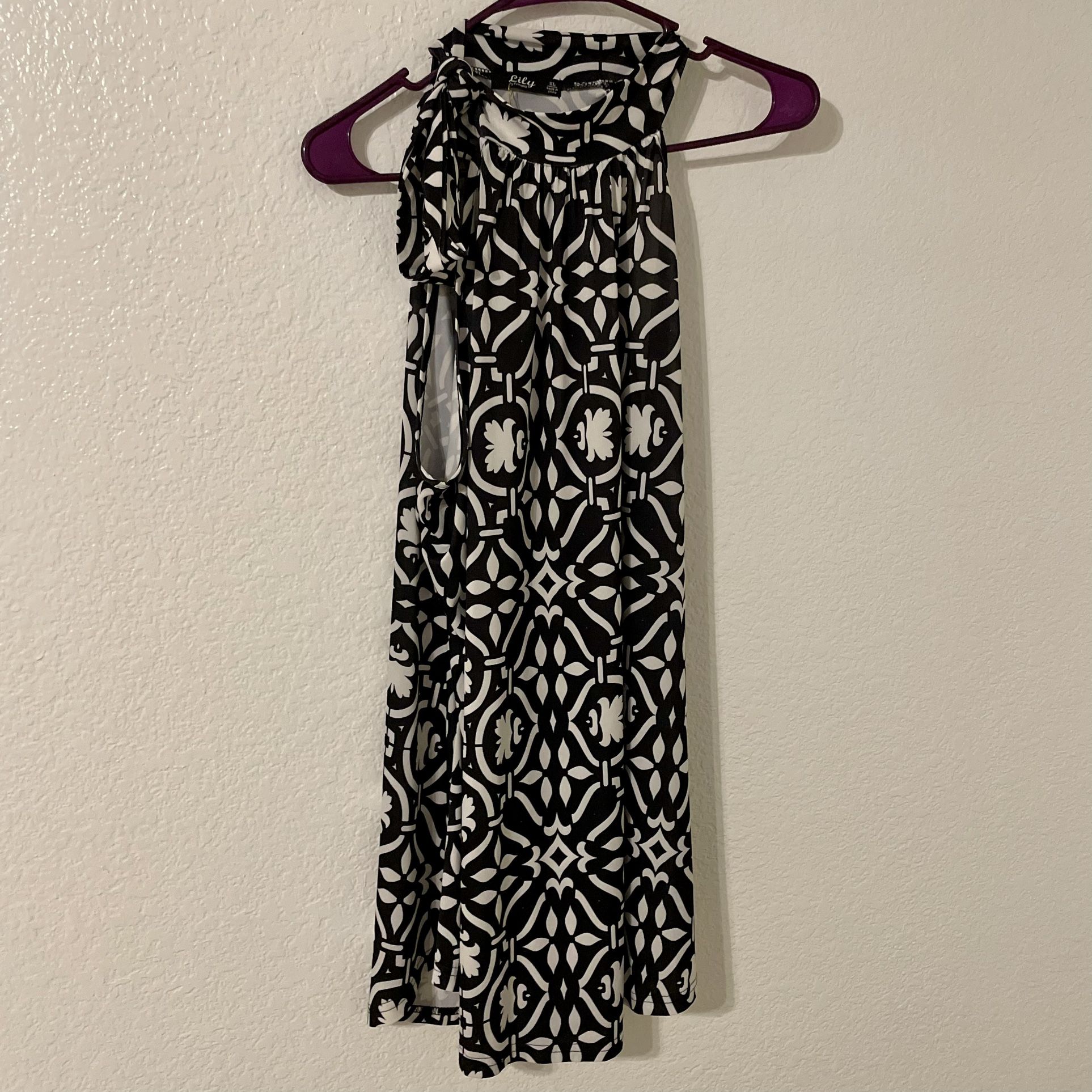 lily by firmiana high neck bow tie halter black white size xl. 00b 
