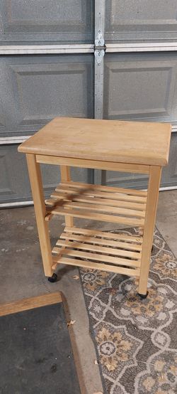 Wooden rolling microwave cart