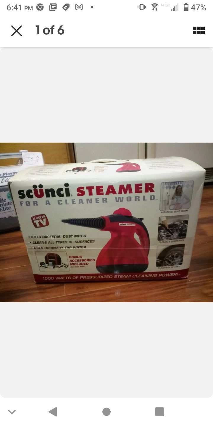 SCUNCI 1000-Watt Portable Steamer w/ Accessories, Model # SS-1000 NEW Never Taken Out Of Box Except For Photos