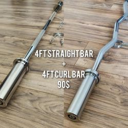 Brand New 4ft Straight Bar Olympic 2 Inch. 20lb With Clips FIRM PRICE