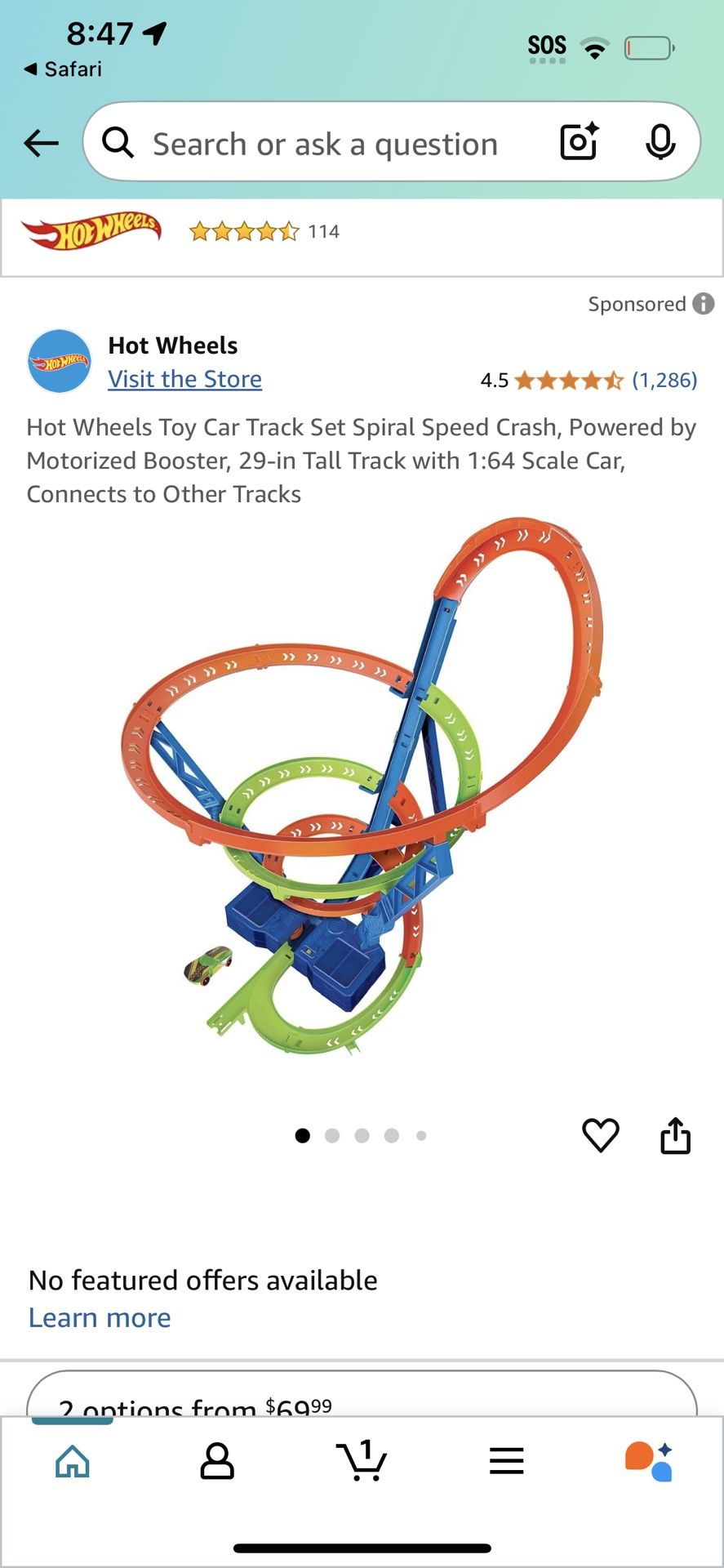 Hot wheels spiral speed crash track