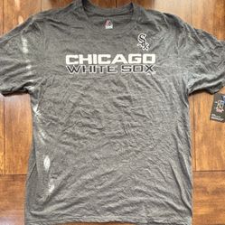 Chicago White Sox Mens Adult Large Small Gray Majestic Short Sleeve Shirt NWT