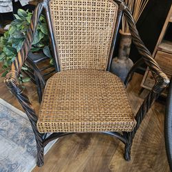 Vintage Inspired Solid Woven Wicker Armchair 