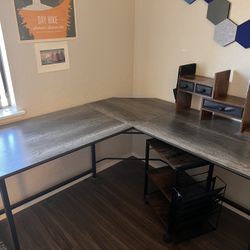 L Shaped Desk, Printer Stand & Organizer 