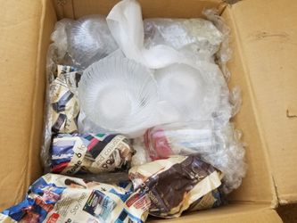 Box of glass bowls and cups