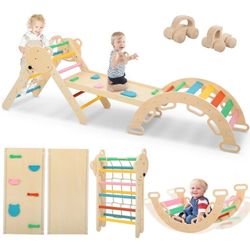 NEW COCLUB Pikler Triangle Climbing Set, 7in1 Toddler Climbing Toys Indoor with Arch&Ramp&Ladder