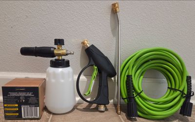NEW Pressure Washer 40-ft Hose + Pressure Washer Gun + Pressure Washer Tip Kit + Foam Cannon + Curved Wand - Auto Detailing Supplies