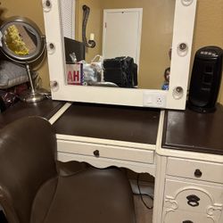 Antique Vanity w/ Mirror & Chair 