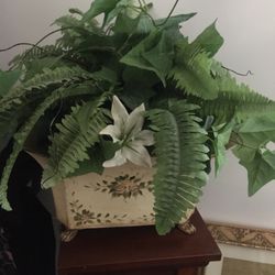 2 Artificial Plants In Tin Pots. Beautiful 