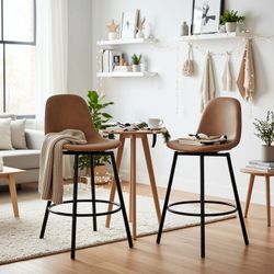 Homy Casa Char 29" Bar Stool Faux Leather Swivel Seating High Counter Kitchen