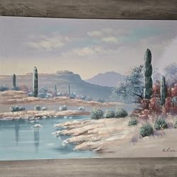 Southwest Reflections Textured Oil Painting On Canvas By E Lee 1989 36'x48'