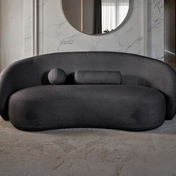 Black Chenille Curved Sofa