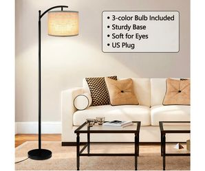 Floor Lamp for Living Room with 3 Color Temperatures LED Bulb, Standing Lamp Tall Industrial Floor Lamp Reading for Bedroom, Office (9W LED Bulb, Beig