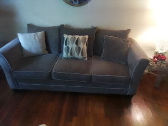 Sofa, love seat, three glass tables