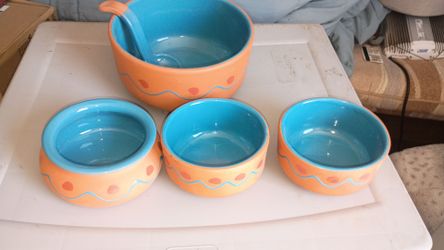 Himark clay Bowl Set with Serving Spoon made it Portugal
