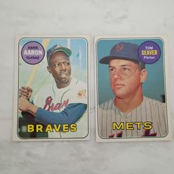1969 TOPPS Baseball Cards: Seaver and Aaron