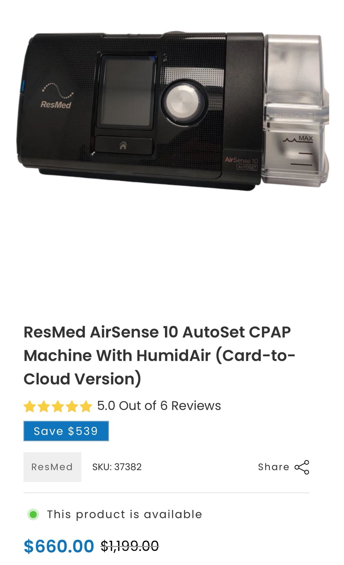 ResMed AirSense 10 AutoSet CPAP Machine 