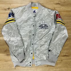 Starter Super Bowl XLVIII NFL Silver Jacket Size L
