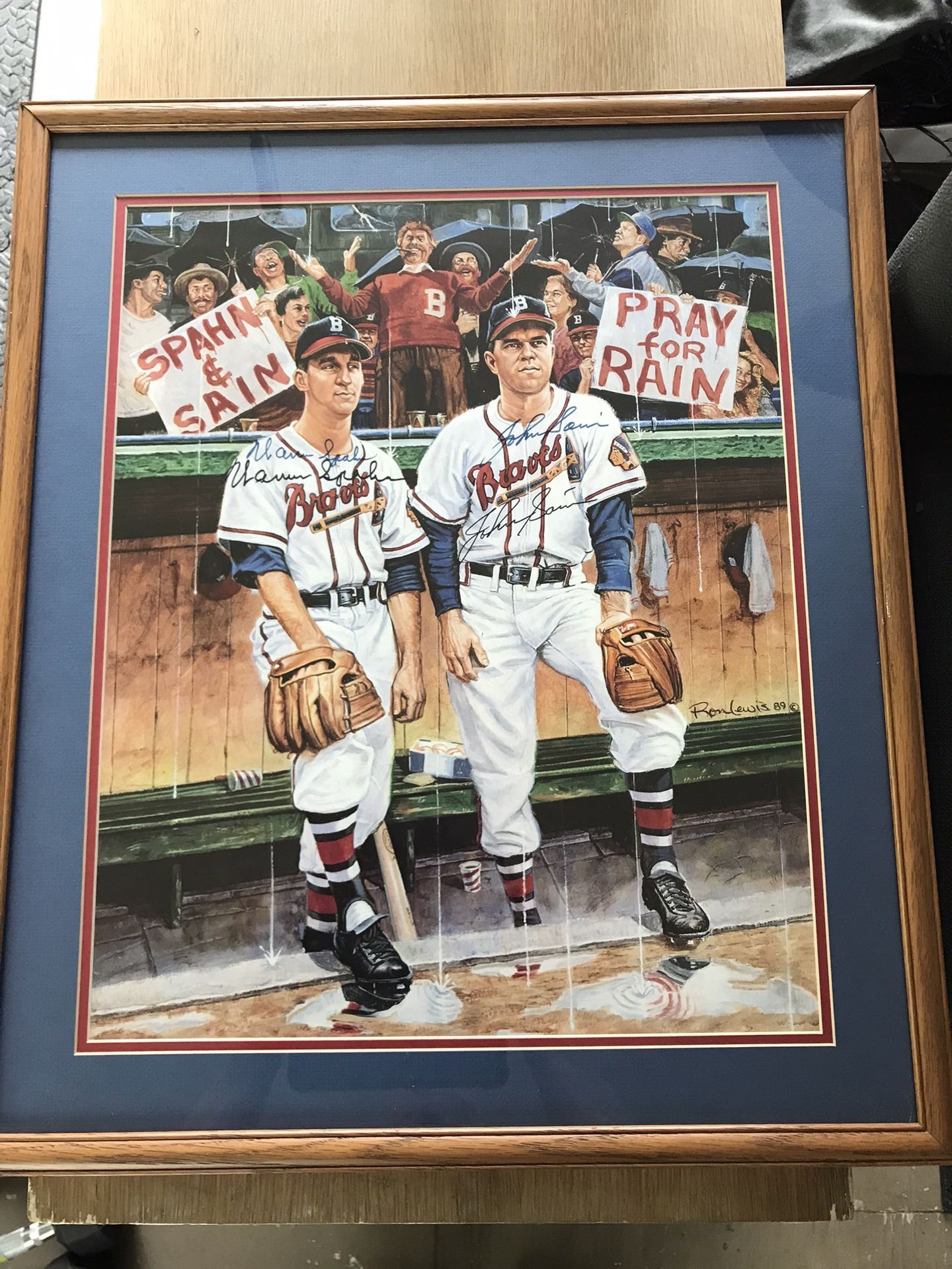 SPAHN AND SAIN PRAY FOR RAIN SIGNED LITHOGRAPH