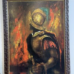 Vintage Mid Century “CONQUISTADOR OIL PAINTING ‘