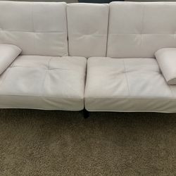 Modern Futon Sofa - Cream White