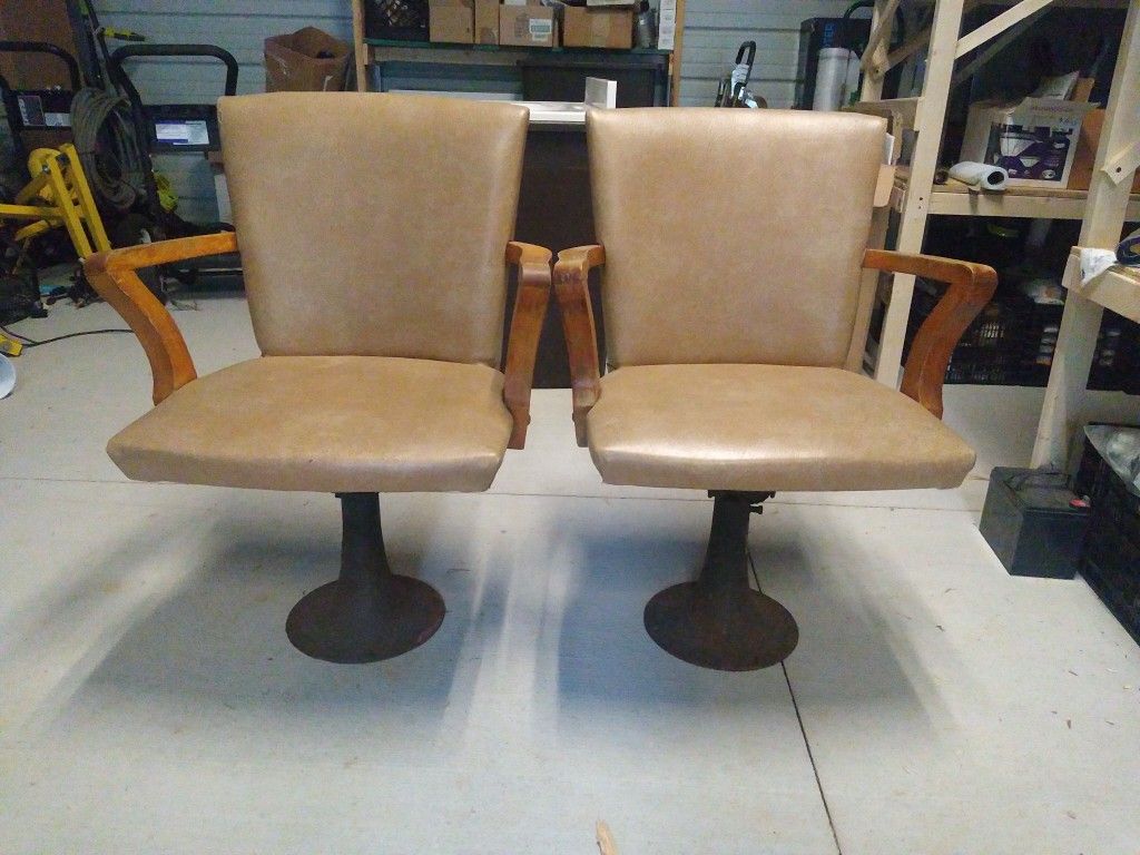 Vintage Swivel Chairs Bolts To Floor
