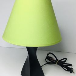 Walnut Table Lamp Green Linen Shade 14”