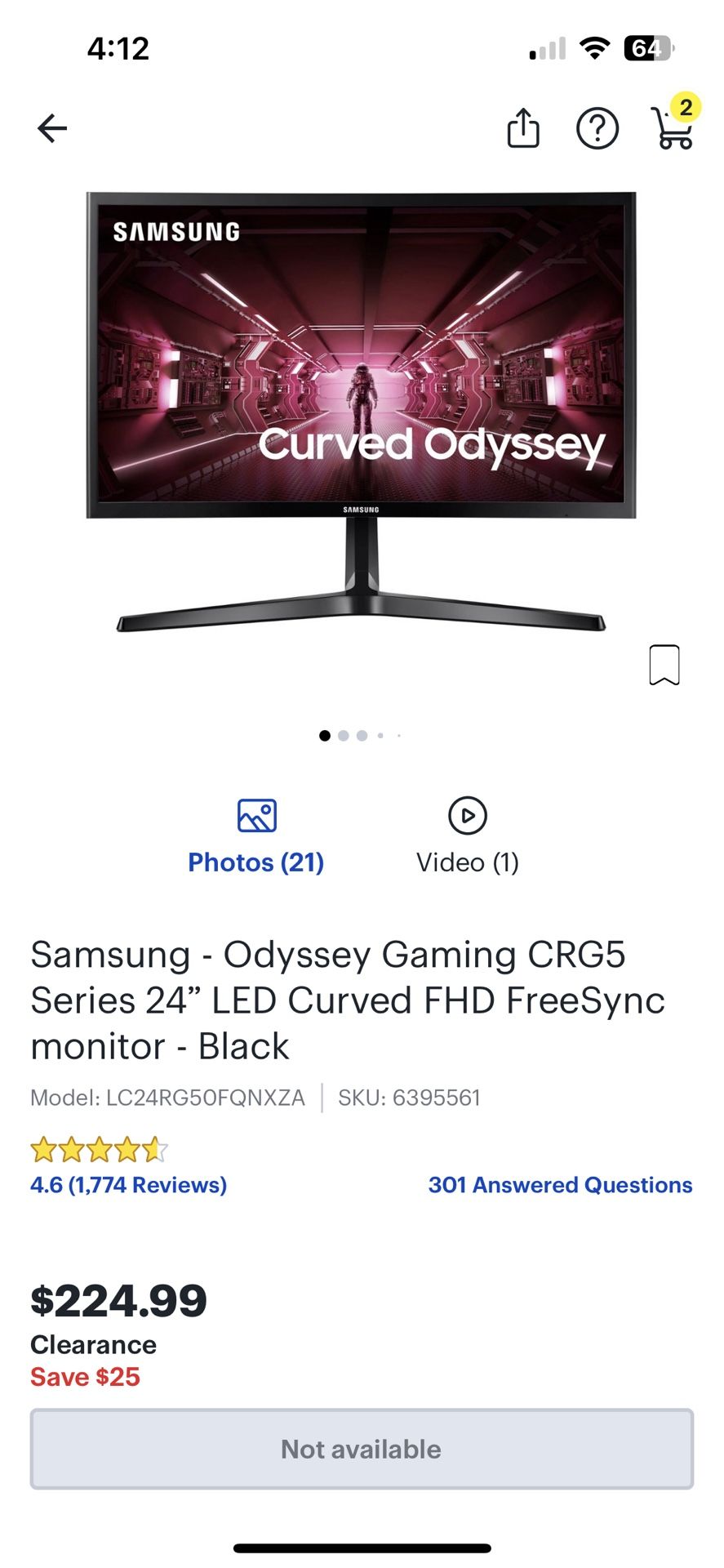Samsung - Odyssey Gaming CRG5 Monitor
