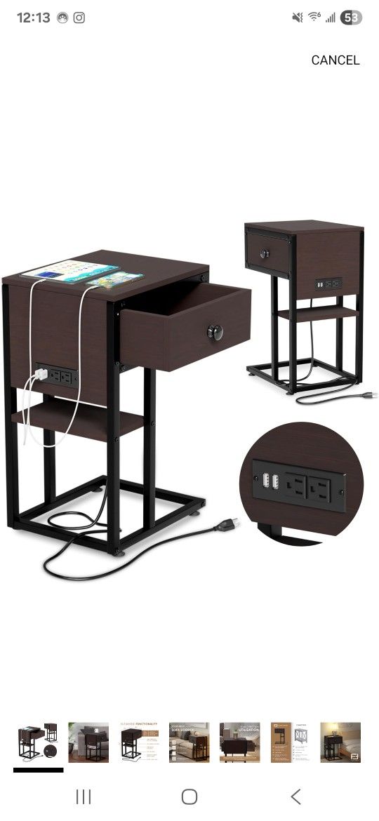 End Table with Power Outlet & USB