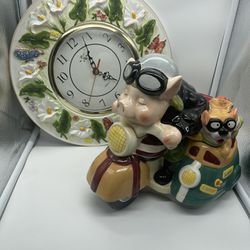 Clock And Kitchen Cookies  Or Tea Container 
