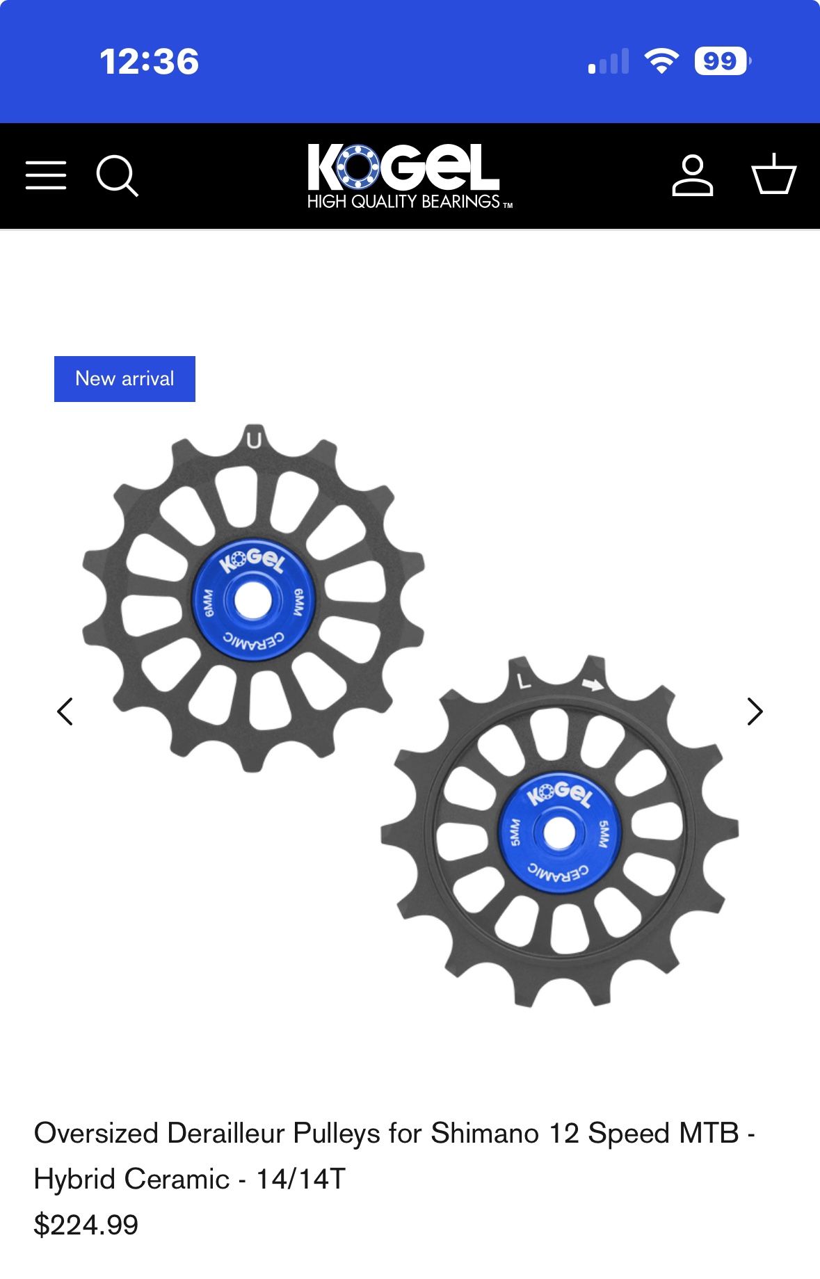 Kogel Ceramic Bearing Pulleys For Shimano 12 Speed Mtb XC