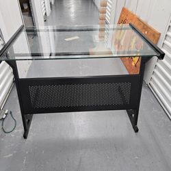 Modern glass-top computer desk 