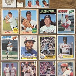 Cheap HOF Vintage Baseball Card Lot: Willie Mays, Clemente, Marichal, Kaline +++