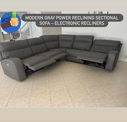 Modern Gray Power Reclining Sectional Sofa – Electronic Recliners🛋️