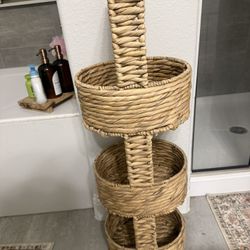 Three-Tier Woven Basket Organizer