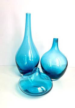 Vintage IKEA Salong Vase Set Turquoise Mid Century Style Retired Hand Made