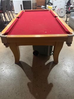 Pool Table with Red Felt